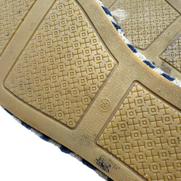 Tory Burch Silver Metallic Monogram Logo Leather Cap Toe Espadrilles Size 8.5 - Picture 13 of 14